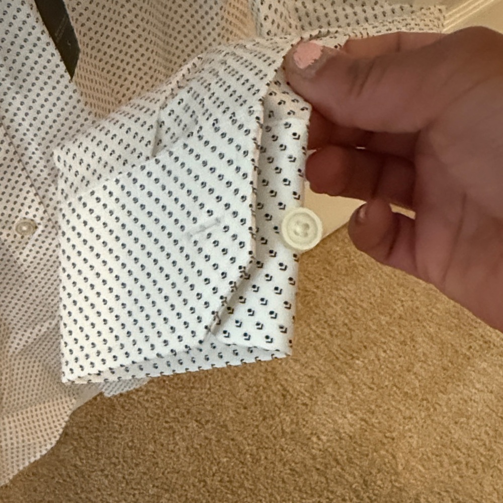 Men’s Banana Republic White Geometric Dress Shirt. Size S. Never wore. Tags on - Picture 7 of 12